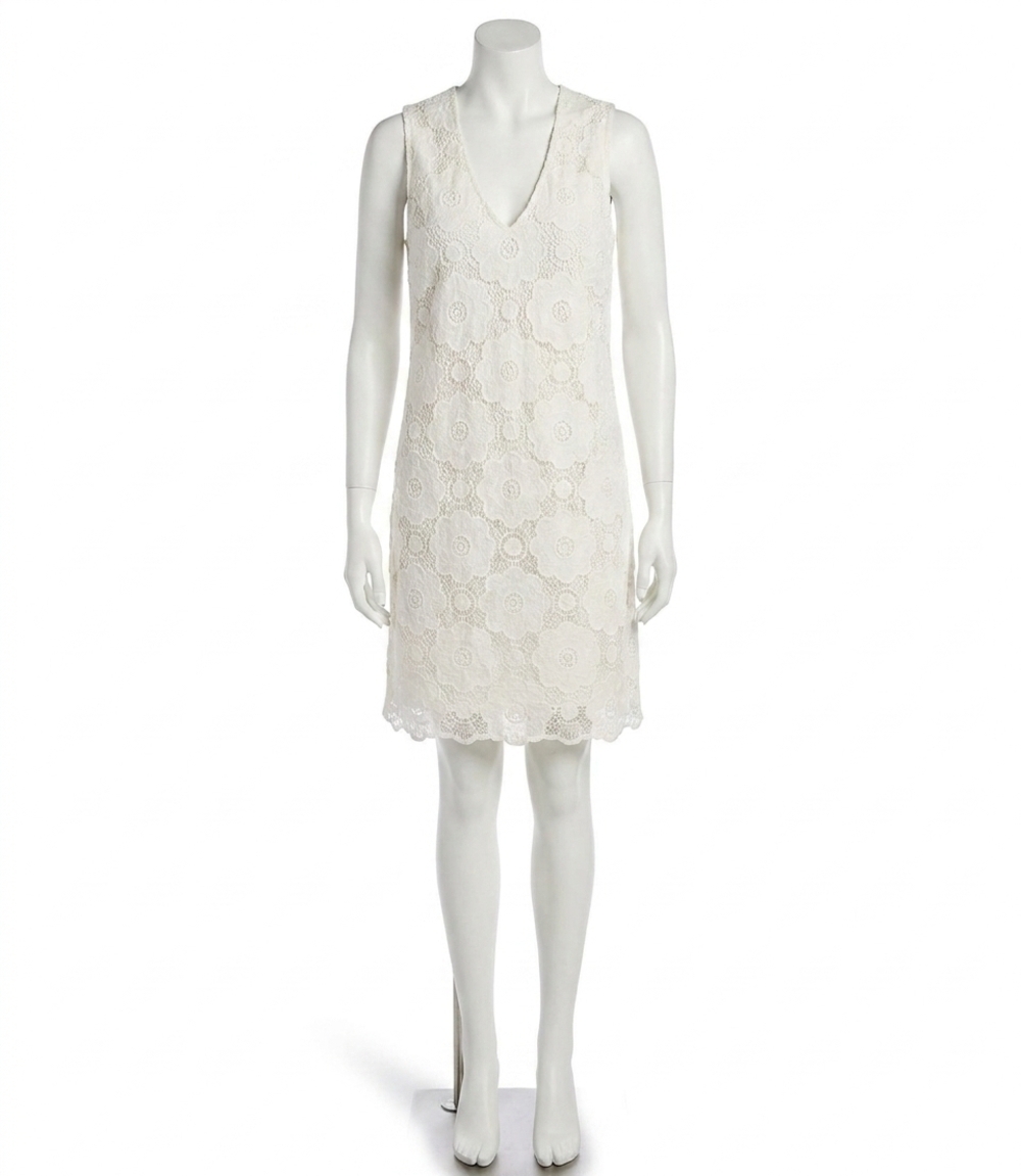 NEW KAREN KANE sonny sleeveless crochet mini dress in off-white